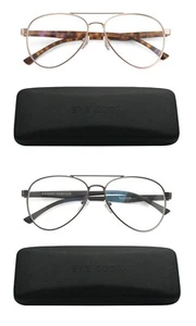 EYE ZOOM 2 Pack Aviator Style Blue Light Blocking Reading Glasses for men women - Picture 1 of 30