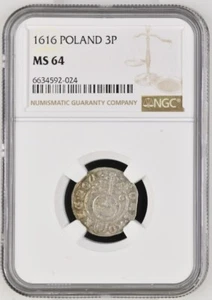 1616 Polen 3P NGC MS 64 6634592-024 TOP-POP!!!!! - Bild 1 von 2