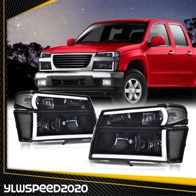 Fit For 2004-2012 Chevy Colorado GMC Canyon LED DRL Smoked Headlights Lamps Pair - Image 1 of 4