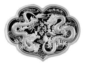 Moneda de plata Samoa 2021 dragones dobles jugando con cuentas 2 oz certificado de autenticidad - Imagen 1 de 3