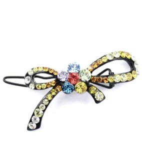 Rainbow color flower bow barrette - Picture 1 of 1