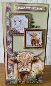 Biglietto Compleanno Handmade DL 8"x4" Higland Wildlife - Love From All Of Us - Foto 1 di 5