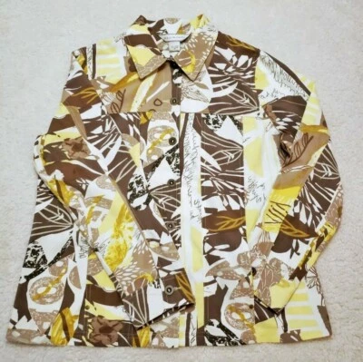 Allison Daley Jacket. Size 12. Color Block Brown/Yellow/White.  - Image 1 of 4