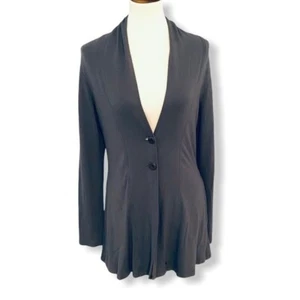 Flachs Damen Gr. S grau 2 Knopf Stretch Strick Longline Cardigan Jacke V-Ausschnitt - Bild 1 von 6