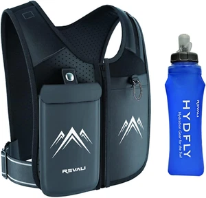 REVALI Running Vest, Zip Reflective with 500ml Hydration Bottle, Adjustable Wais - Picture 1 of 11