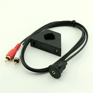 3FT 3.5MM 1/8" Female Socket Car Dashboard Flush Mount to 2 RCA phono Aux Cable - Picture 1 of 6