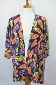 NWOT LuLaRoe Lindsay Multi Color Feather Sheer Cover Up Kimono Cardigan Sz M NEW - Picture 1 of 7
