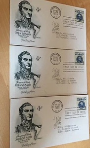 THREE JOSE DE SAN MARTIN    1959   POSTAL COVERS - Picture 1 of 1