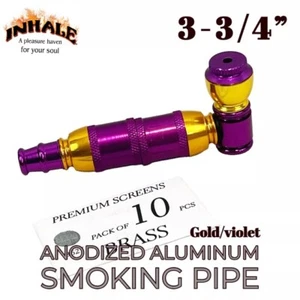 Inhale®️ Aluminum Anodized Large Chamber Tobacco Smoking Pipe w 10 Brass screen - Picture 1 of 2