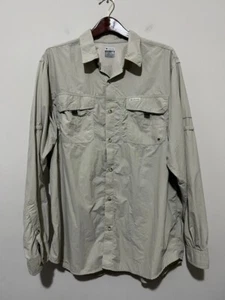 ☀️ Columbia XL Mens FIELD GEAR Omni-Shade Vented Long Sleeve Tan Fishing Shirt - Picture 1 of 9