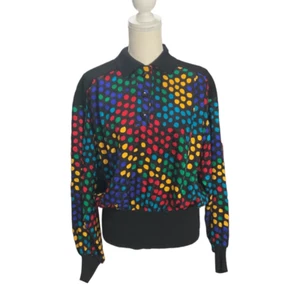 Adrianna Papell Vintage Seide Kragen Langarm Bluse Pullover Saum gepunktet Gr. 14 - Bild 1 von 6