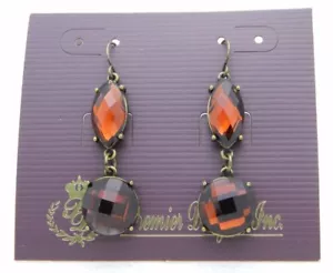 Premier Designs Bejeweled Topaz Rhinestone Gold Tone Dangle Earrings 30558 - Picture 1 of 4