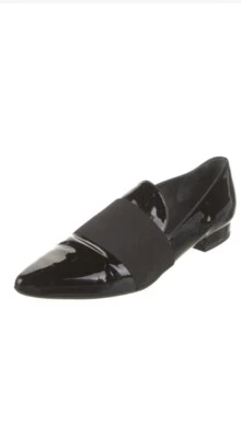 Stuart Weitzman Women’s Tara Black Patent Leather Cummerbund Point Toe Flat 8.5N - Image 1 of 4