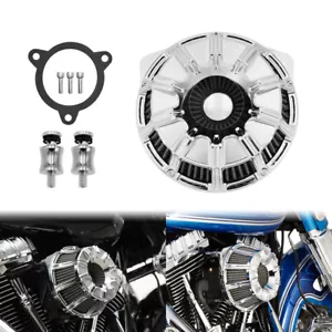 Filtro de admisión de filtro de aire cromado de 10 rayas apto para Harley Touring Trike Softail - Imagen 1 de 11