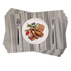 Placemats Dining Table Vinyl Place Mats Indoor Outdoor Wipeable Kitchen Set 6 - Picture 1 of 6