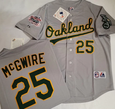 Majestic 1989 Oakland A's MARK McGWIRE World Series Baseball JERSEY GRAY NWT Cover