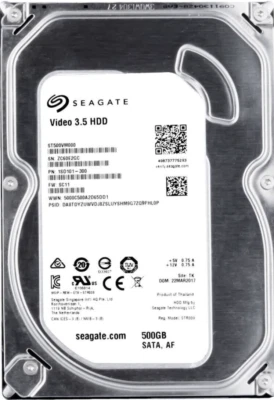 Hard Drive Seagate Video 3.5 HDD ST500VM000 500GB 5.9K 64MB SATA III 3.5'' Inch - Image 1 of 3