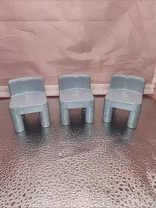 3 Toy Little Tikes Dollhouse Doll blue kitchen chair furniture accessories seat - Picture 1 of 9