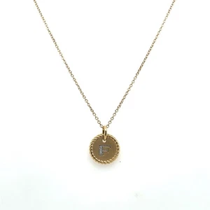 Pre-Owned David Yurman 18kt Initial "F" Charm Necklace - Picture 1 of 4