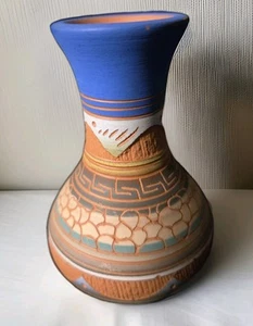 Clay Vase Navajo Venita Whitegoat Southwest Hand Painted Etched Signed VTG - Picture 1 of 7