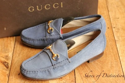 Gucci Azul Gamuza Latón Bit Mocasines Zapatos Damas UK 3 US 6 EU 36 Foto 1 de 4