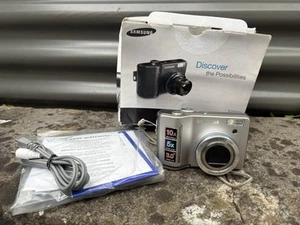 Samsung S1050 10.2MP Compact Digital Camera Silver Tested Kit Box Cable - Picture 1 of 14