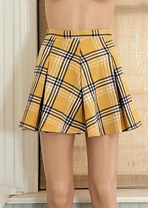 SO Goods for Life Yellow & Black Pleated Mini Skirt Size 5 - Picture 1 of 8