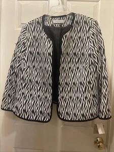 Kasper Black & White Oriental Garden Blazer jacket  Womens Size 16W NWT Reg $139 - Picture 1 of 9