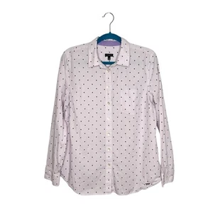 Talbots Light Pink & White Pinstripe Polka Dot Button Front Blouse Cotton 16 - Picture 1 of 11