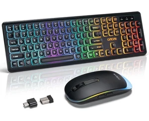 CHONCHOW Wireless Keyboard and Mouse Combo, Rechargeable Rainbow LED - Afbeelding 1 van 8