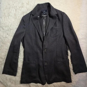 Abrigo deportivo Report Collection de dos botones negro blanco punto alfiler para hombre pequeño usado en excelente estado - Imagen 1 de 10