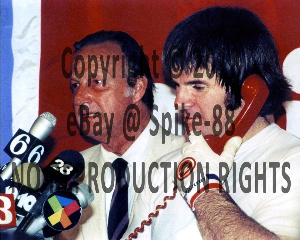 PETE ROSE PHILADELPHIA PHILLIES & STAN MUSIAL NL HIT RECORD POST GAME PHOTO 8X10 - Image 1 of 1