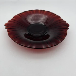 Vtg Anchor Hocking Old Cafe Royal Ruby Rippled Red Depression Glass Tray Bowl - Picture 1 of 19