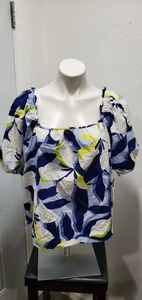 Nine West Puff Sleeve Square Neck Top Women’s Size 2XL Ties In Back - Picture 1 of 7