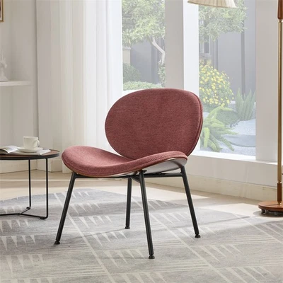 Cojín de tela con acabado de nogal para silla moderna de mediados de siglo con patas de metal Foto 1 de 4