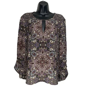 Top Jill donna M Petite floreale manica a campana blusa buco della serratura bohemien capriccioso - Foto 1 di 12