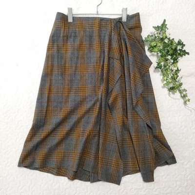 Brunello Cucinelli Asymmetrical Frilled Skirt Wool Brown Grey 42 — 第 1/4 张图片