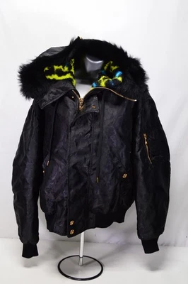 NUEVO CON ETIQUETAS Versace Chaqueta Bomber Negra Estampado Barroco Tela Técnica Para Hombre Talla 50 Foto 1 de 4