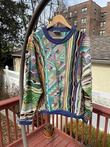 COOGI - 3D Knit Multicolor Crewneck Sweater - Picture 1 of 5