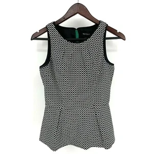 Top Peplum Sin Mangas Casa Blanca Mercado Negro Talla 2 B&W Mod Forrado a Cuadros - Imagen 1 de 8