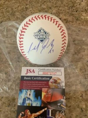 Certificado de autenticidad de béisbol firmado por la JSA SERIE MUNDIAL 2019 DE LOS NACIONALES DE WASHINGTON DE ANÍBAL SÁNCHEZ Foto 1 de 3