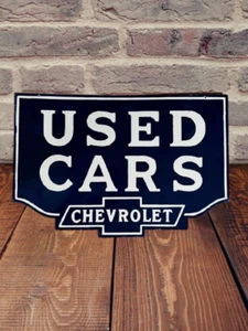 Chevrolet Used Car Rare Porcelain Enamal Heavy Metal 30 inches Double Side - Picture 1 of 2