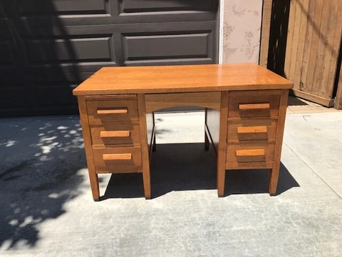 Vintage Arts and Crafts/ Mission Style 6 Drawer Desk (Medium to Small Size) Cover