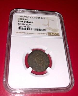 1746 VOC N.E.INDIES DUIT HOLLAND NGC FINE DETAILS - Image 1 of 2