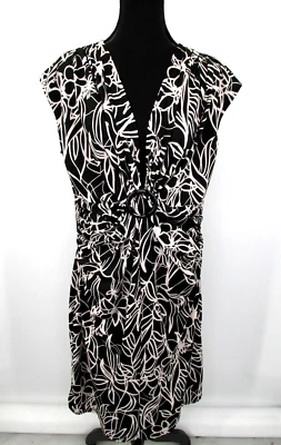 A.P.N.Y. Vestido II Midi Mujer 1X Negro Blanco Cuello Profundo Acanalado Elastizado De Colección Años 90 Foto 1 de 4