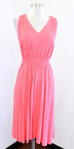 Abito senza maniche Kate Spade rosa anguria crepe fluido cravatta vita taglia S scollo a V