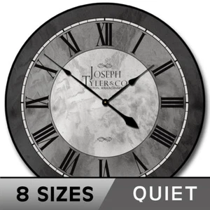 Grand Estate Gray Clock, large wall clock, Ultra Quiet, 8 sizes, Life Warranty - Picture 1 of 5