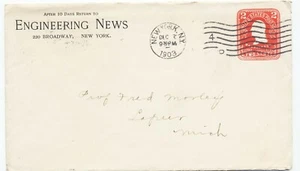 US 1903 Corner Advertising Cover Engineering News #U395 New York- Lapeer MI XR - Picture 1 of 2