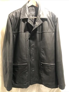 Vintage Mercedes Benz Collection Black Leather Jacket Coat Size XL - Picture 1 of 11
