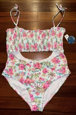 Traje de baño de una pieza DECREE con recortes ~ Island Escape/Retro Boho ~ ¡NUEVO CON ETIQUETAS! Talla XL Foto 1 de 2